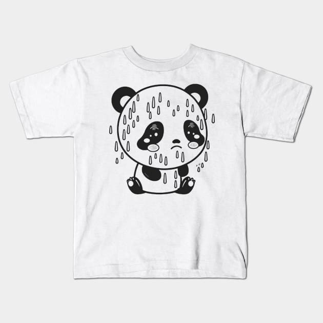 Cute Sad Little Crying Panda Kids T-Shirt by kiddo200